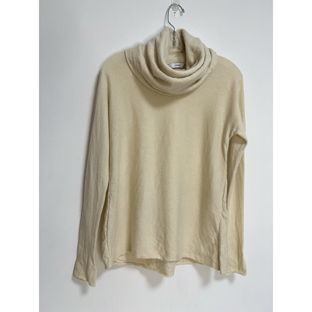 Vince Cashmere Sweater Turtleneck‎ Funnel Ivory Long Sleeve Size XS Women's